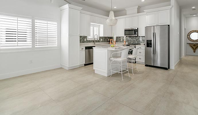 Clean ceramic tile floor