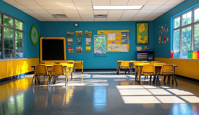 Clean concrete floor at daycare center
