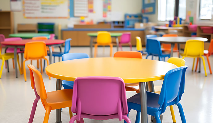 Clean furniture at daycare center