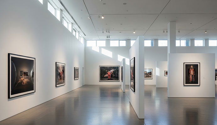 Clean museum interior and displays