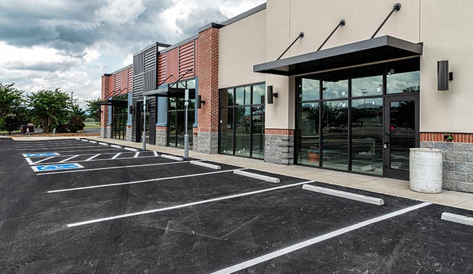 Clean parking lot in a commercial place