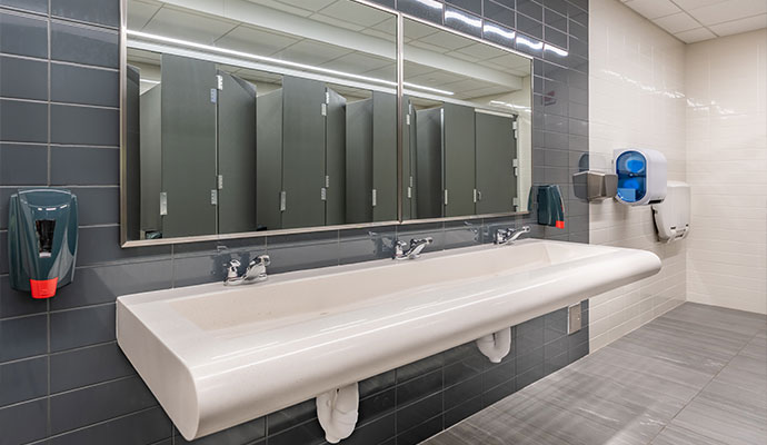 Clean restroom in school