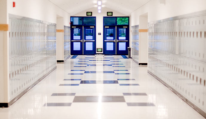 Clean VCT floor in a commercial space