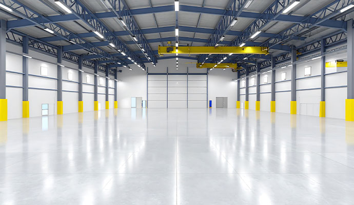 Clean warehouse with well-maintained floor