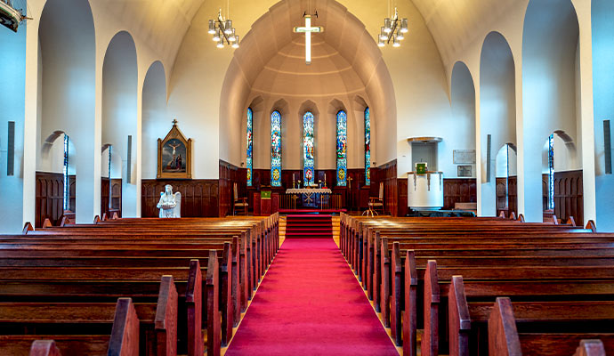 Cleaned carpet inside a church 