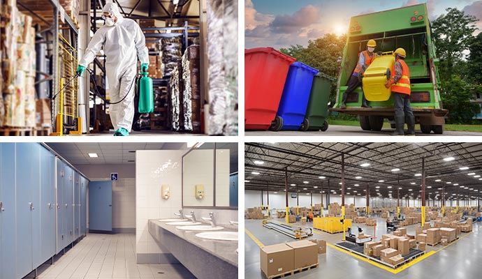 Collage of different cleaning services