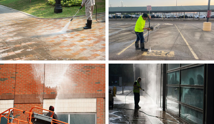 College of pressure washing services for different types of exterior surfaces