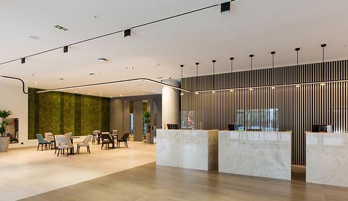Clean hotel reception area
