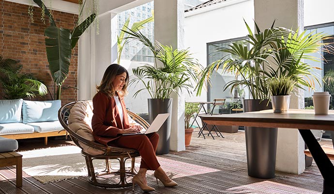 Women working on clean office space