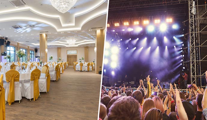 Collage of concert and Convention hall