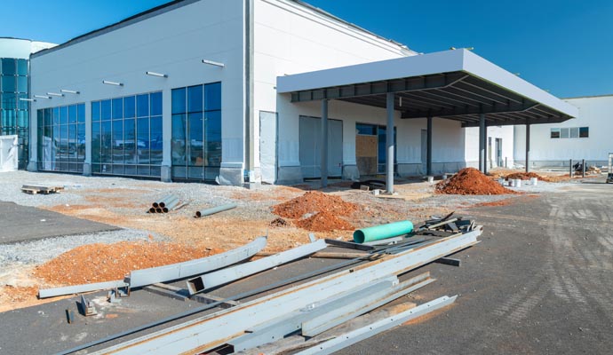 Under construction building exterior