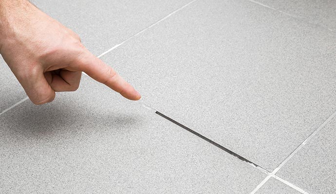 Cracked tile floor