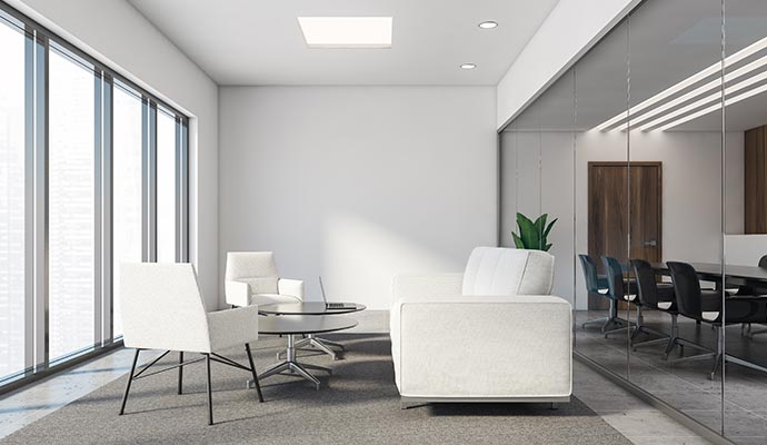 Clean and organized office break room
