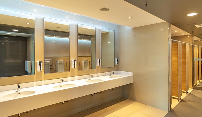 Clean and sanitized modern restroom