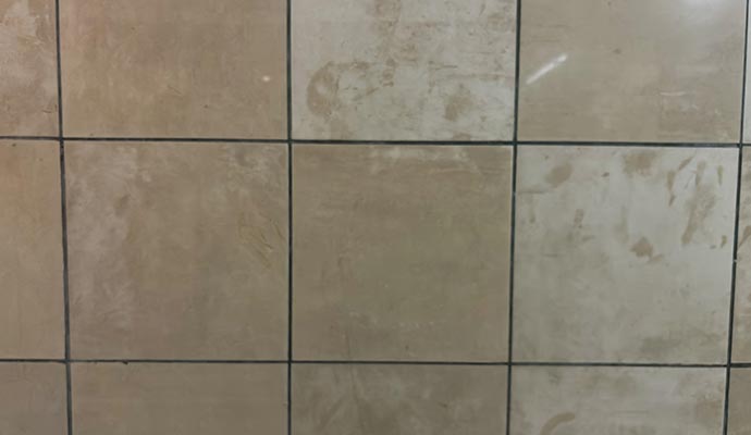 Dirty ceramic tile floor