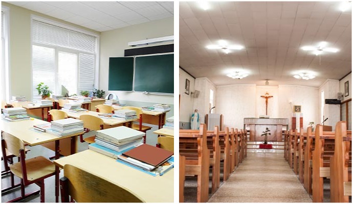 Clean class room and church