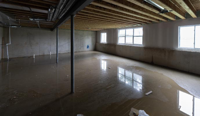 Water damaged basement floor