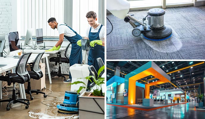 Collage of commercial cleaning services