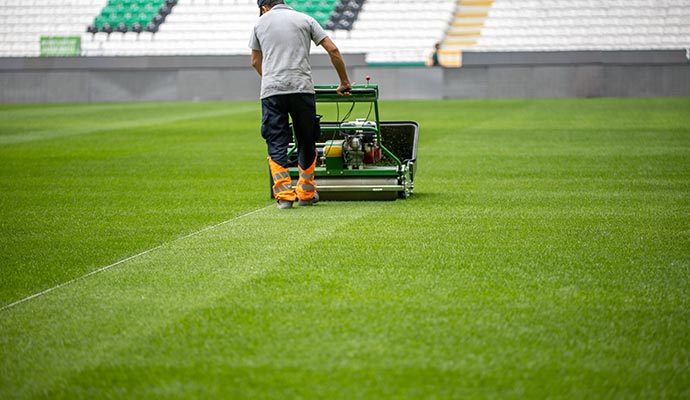 Professional sports field mowing