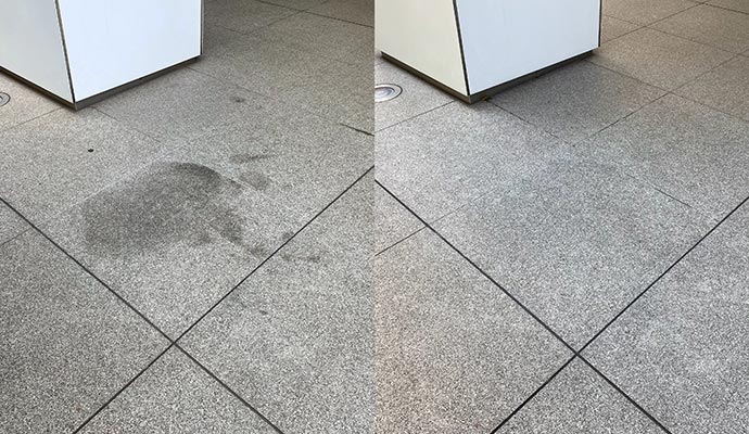 Before and after of oil cleaning service