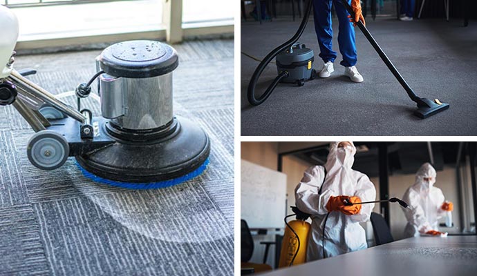 Collage of carpet cleaning and disinfecting service Collage of carpet cleaning and disinfecting service