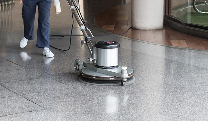 Commercial floor polishing with equipemnt