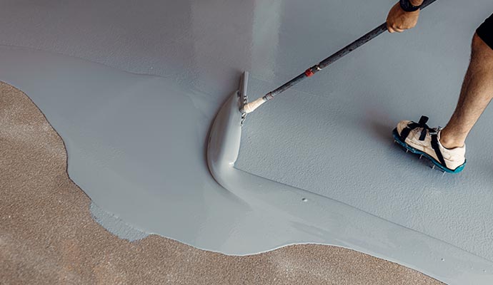 Epoxy coating on concrete floor