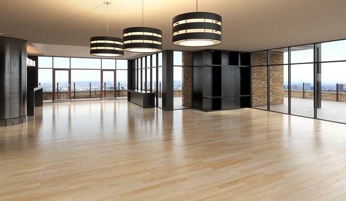 Refinished and polished wooden floor