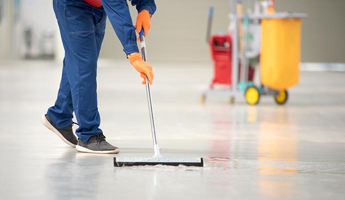 Floor cleaning with various equipments