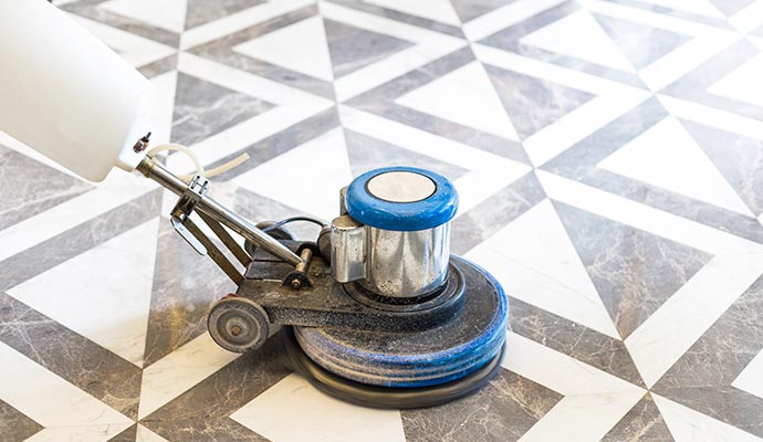 Granite floor cleaning with equipment
