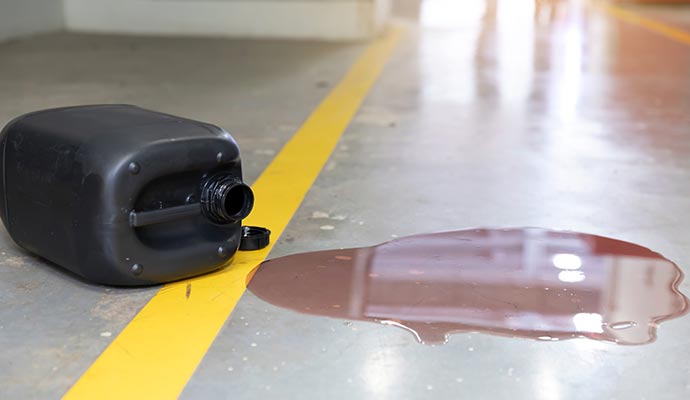 Oil spill on floor
