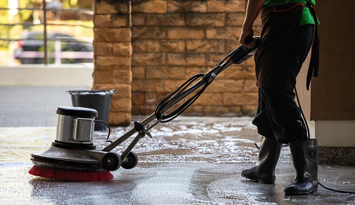 Professional granite floor cleaning using equipment Professional granite floor cleaning using equipment
