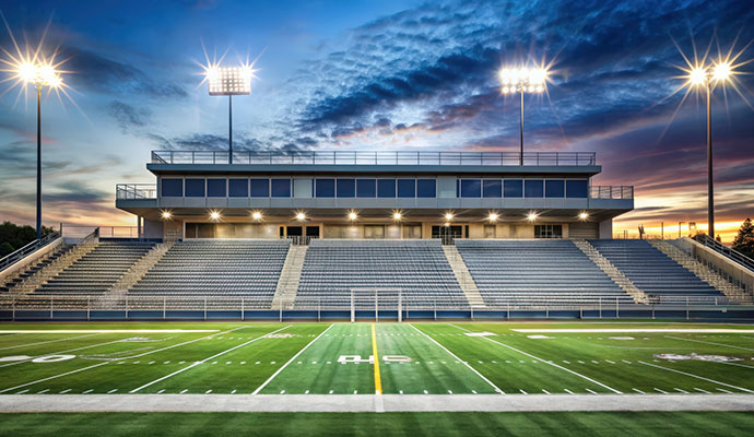 Football stadium with lighting
