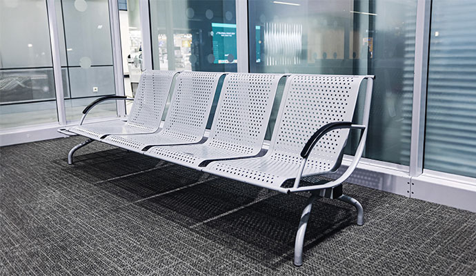 A clean carpeted waiting room