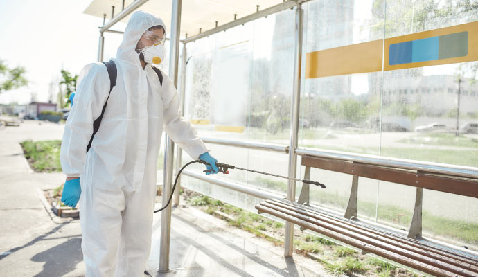 Bus station seating bench disinfecting service