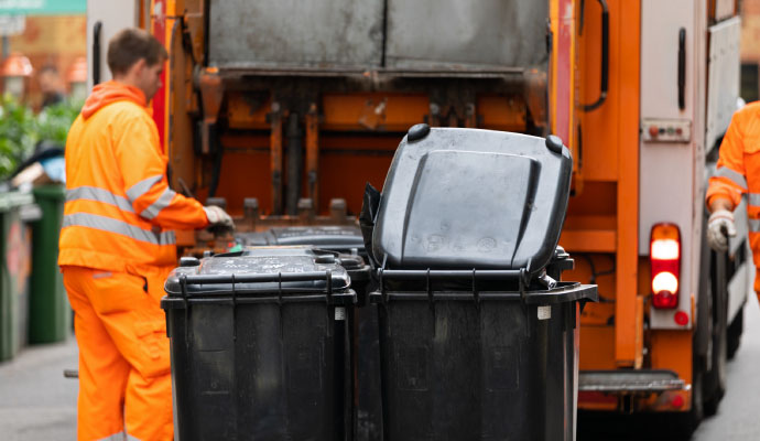 Bus station trash pickup service