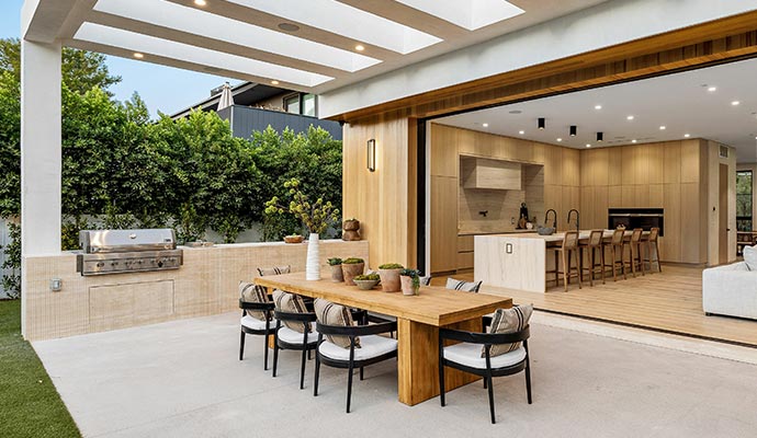 Clean outdoor dining area