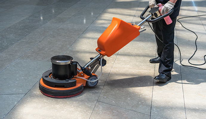 Commercial tile floor cleaning service.