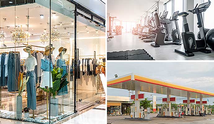 Different types of retail store area