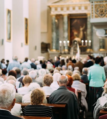 People praying in church