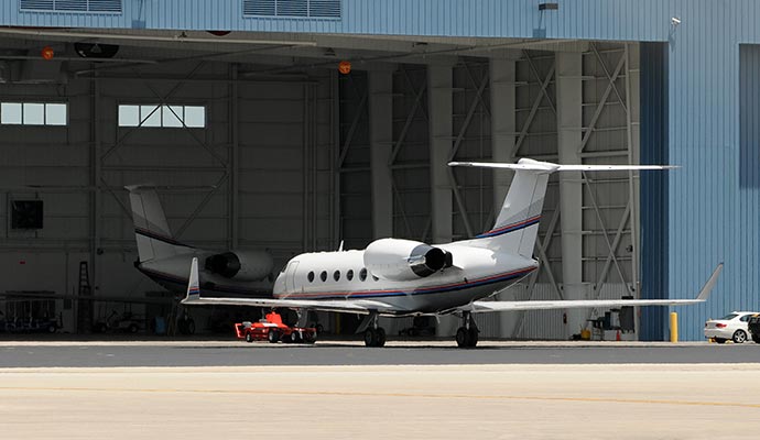 Private aircraft in airport