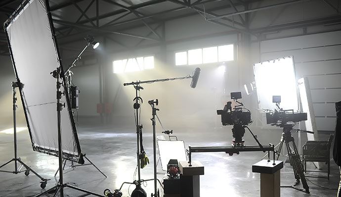 Professional clean movie production set.