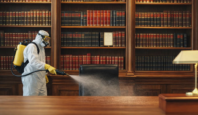Professional disinfection service in law office.