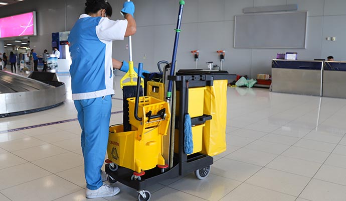 Professional floor cleaning service using mop