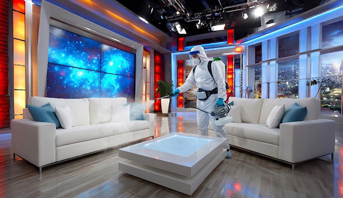 Professional tv studio disinfection sanitizing service.