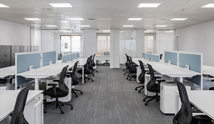 Clean and organized corporate office workspace