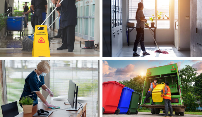 Collage of different common areas cleaning services