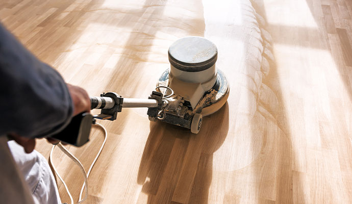 A clean wooden floor in a commercial space