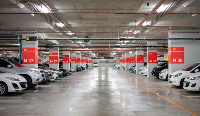 Neat and clean parking lot