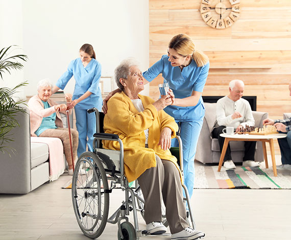 Nurse helping senior patient
